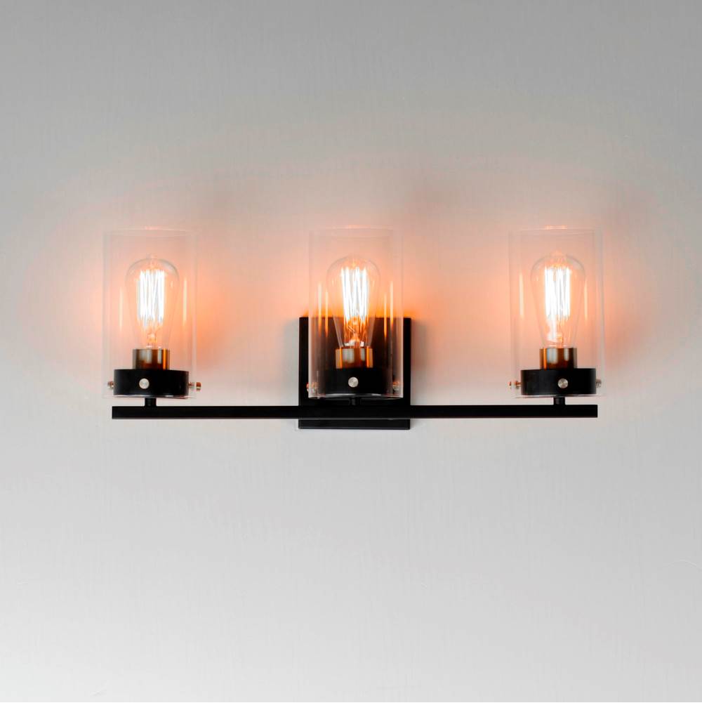 Maxim Lighting 12403CLBKSBR Black,Satin Brass Pinn 3-light Bath Vanity Image 4