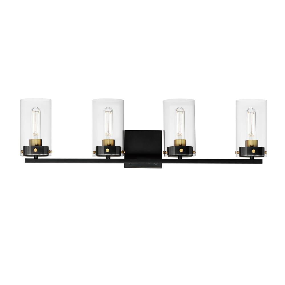 Maxim Lighting 12404CLBKSBR Black,Satin Brass Pinn 4-light Bath Vanity Image 1