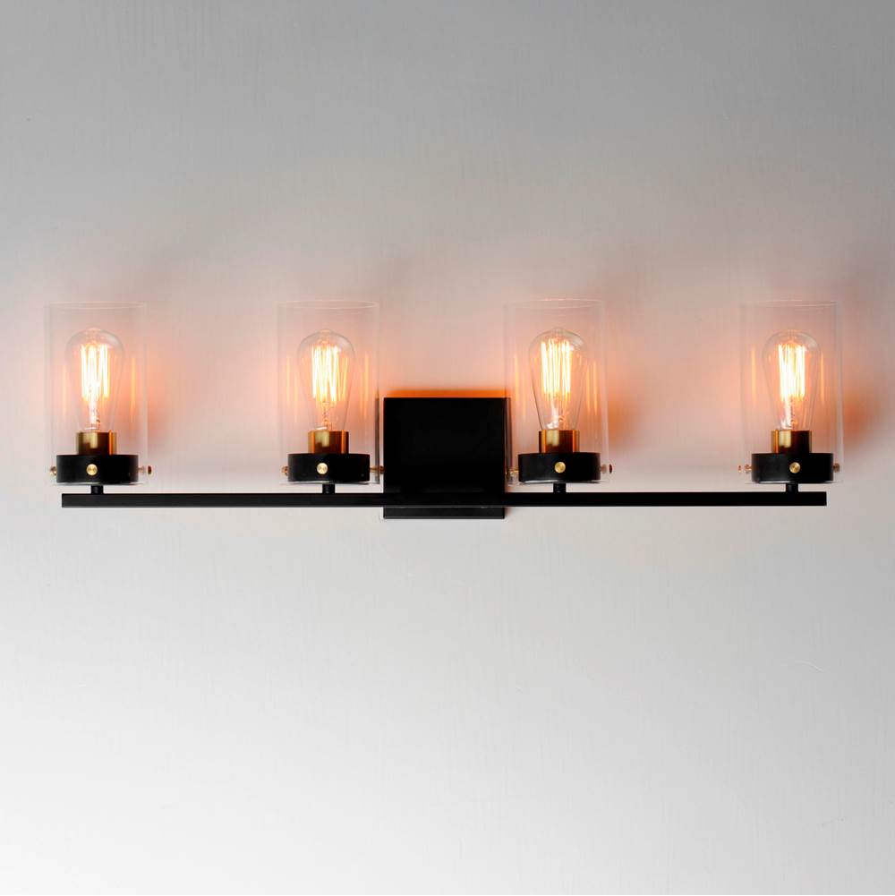 Maxim Lighting 12404CLBKSBR Black,Satin Brass Pinn 4-light Bath Vanity Image 3