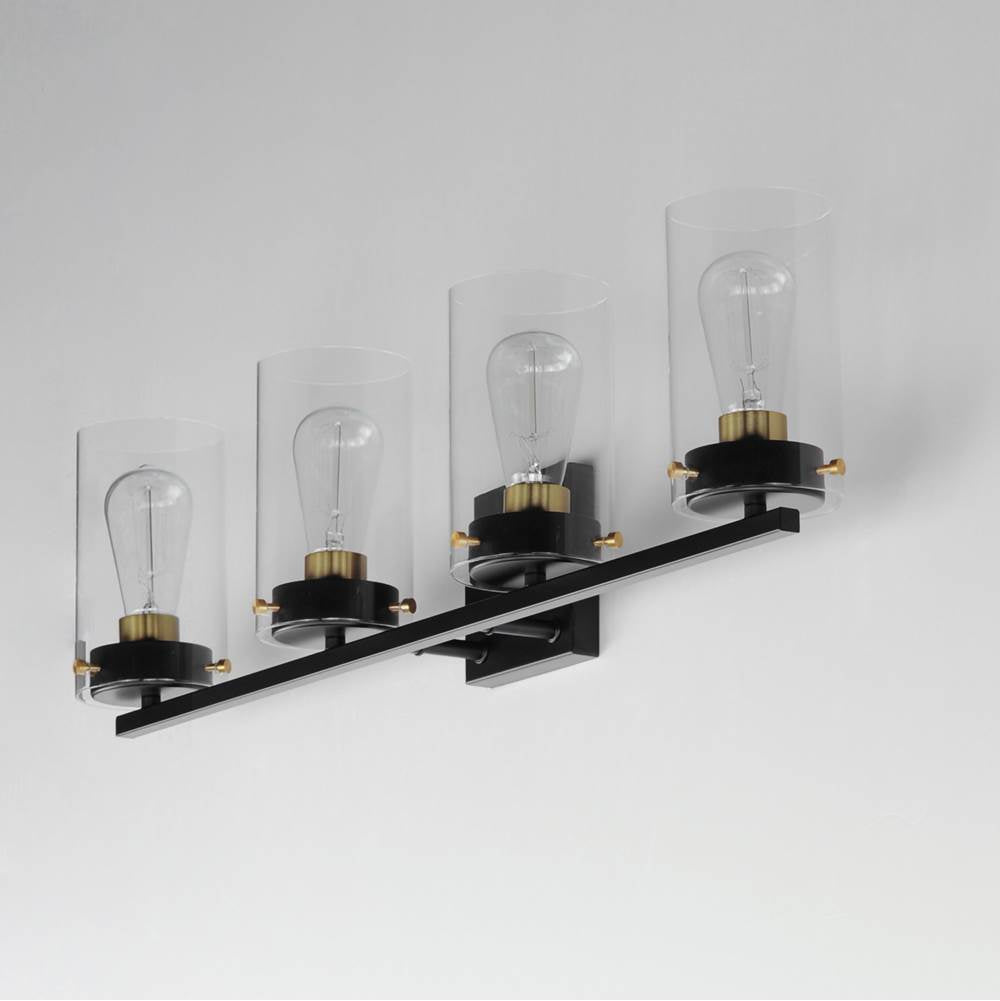 Maxim Lighting 12404CLBKSBR Black,Satin Brass Pinn 4-light Bath Vanity Image 2