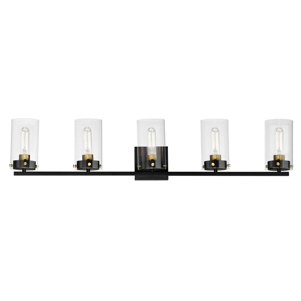 Maxim Lighting 12405CLBKSBR Black,Satin Brass Pinn 5-light Bath Vanity Image 1