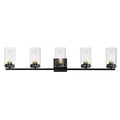 Maxim Lighting 12405CLBKSBR Black,Satin Brass Pinn 5-light Bath Vanity Image 1