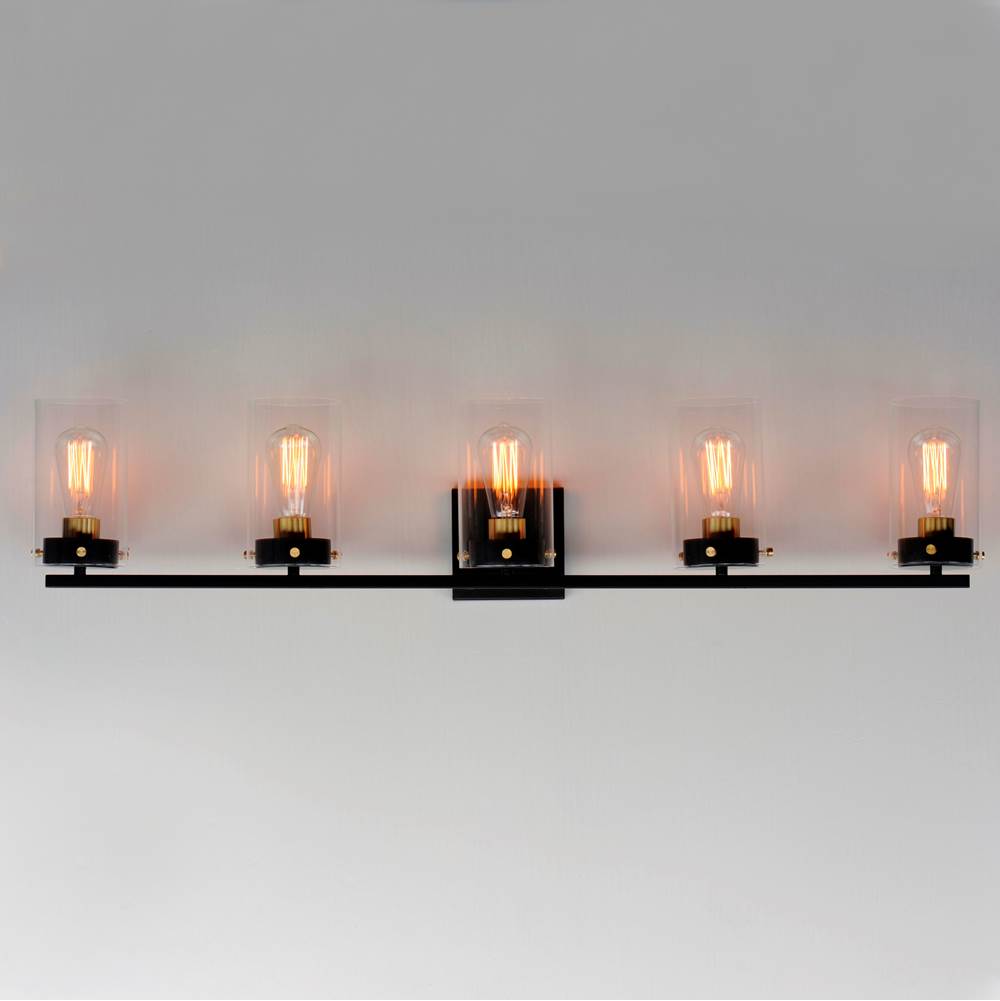 Maxim Lighting 12405CLBKSBR Black,Satin Brass Pinn 5-light Bath Vanity Image 4