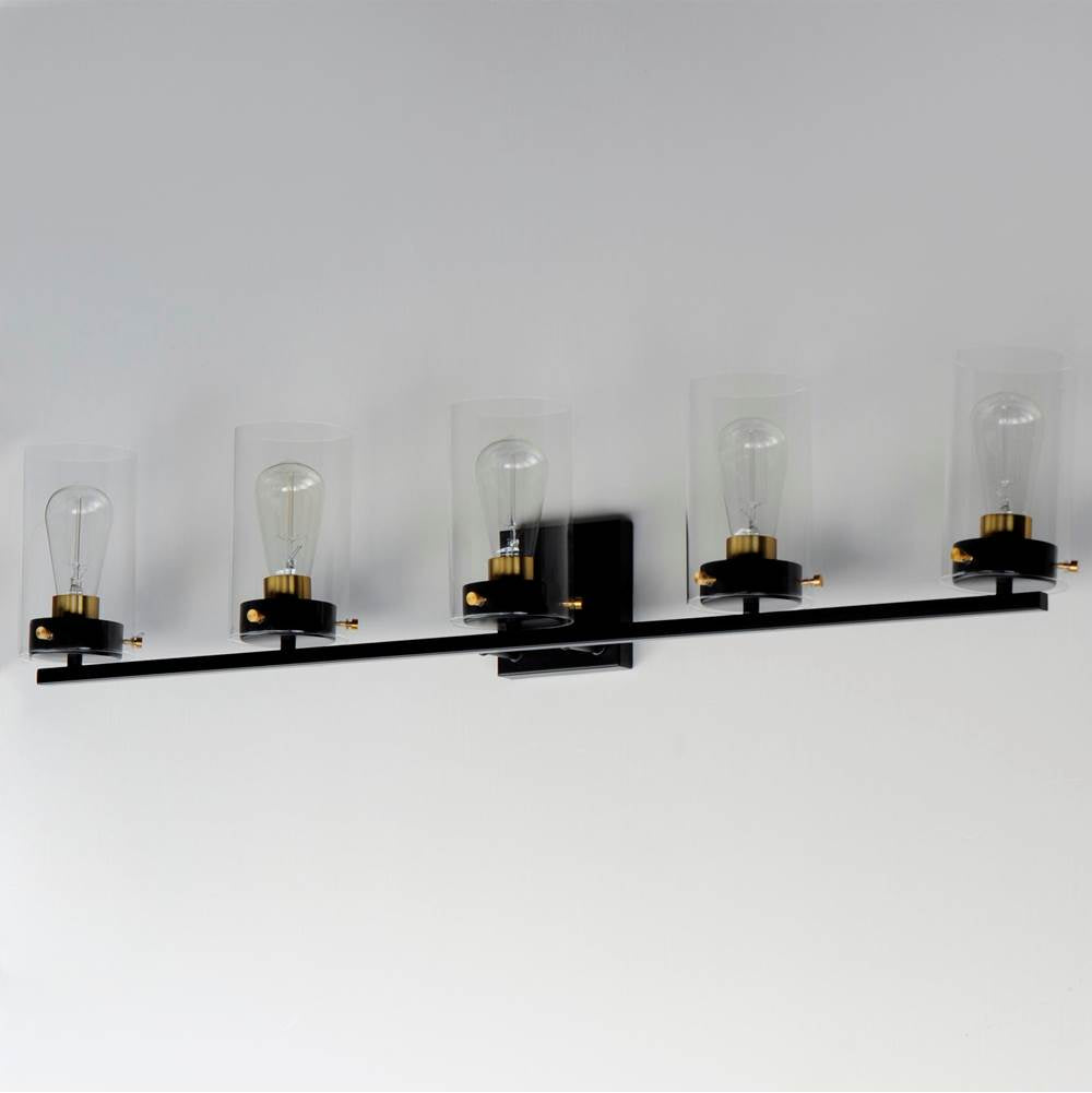 Maxim Lighting 12405CLBKSBR Black,Satin Brass Pinn 5-light Bath Vanity Image 3