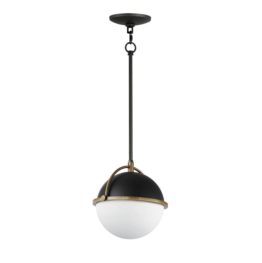 Maxim Lighting 12411SWBKWBR Black,Weathered Brass Duke 10'' Single Pendant Image 1