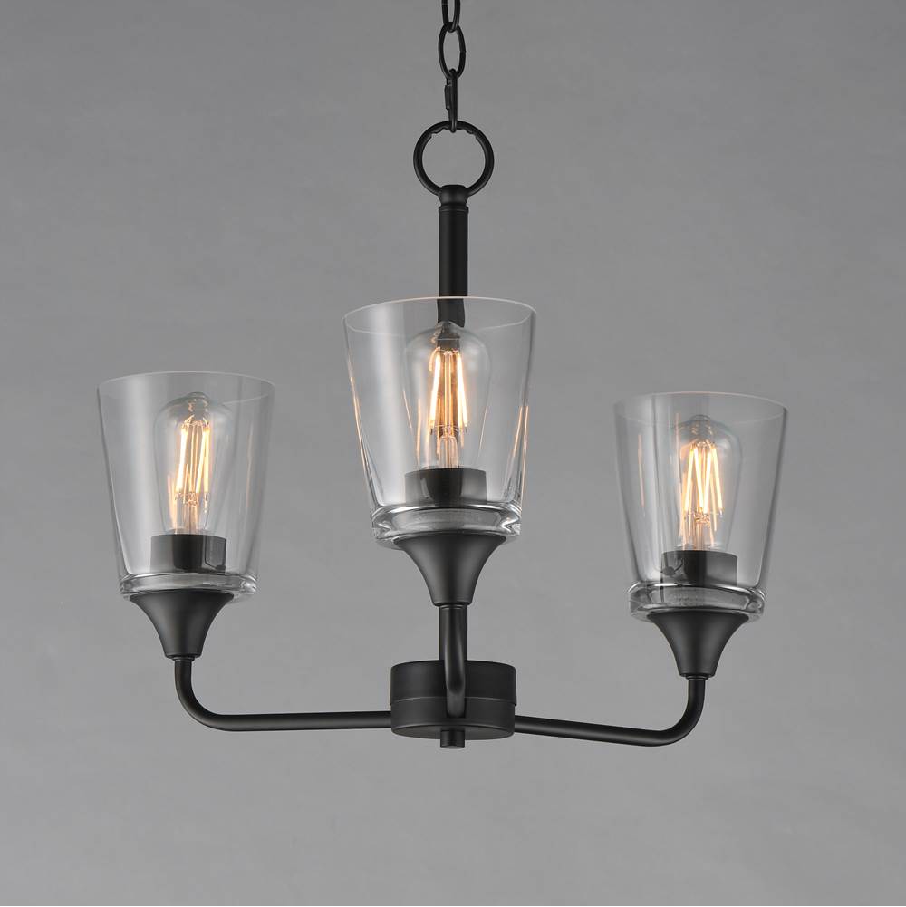 Maxim Lighting 12873CLBK Black Hudson 3-light Chandelier Image 2