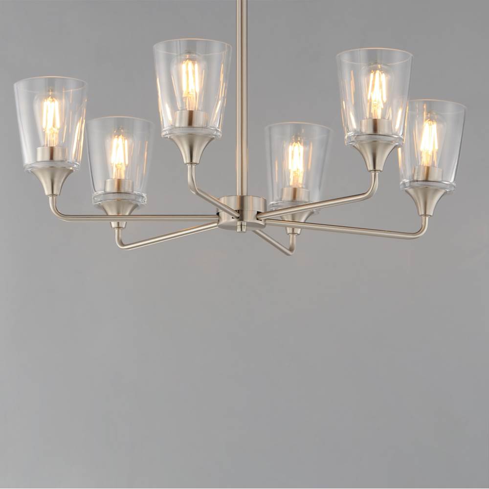 Maxim Lighting 12876CLSN Satin Nickel Hudson 6-light Chandelier Image 3