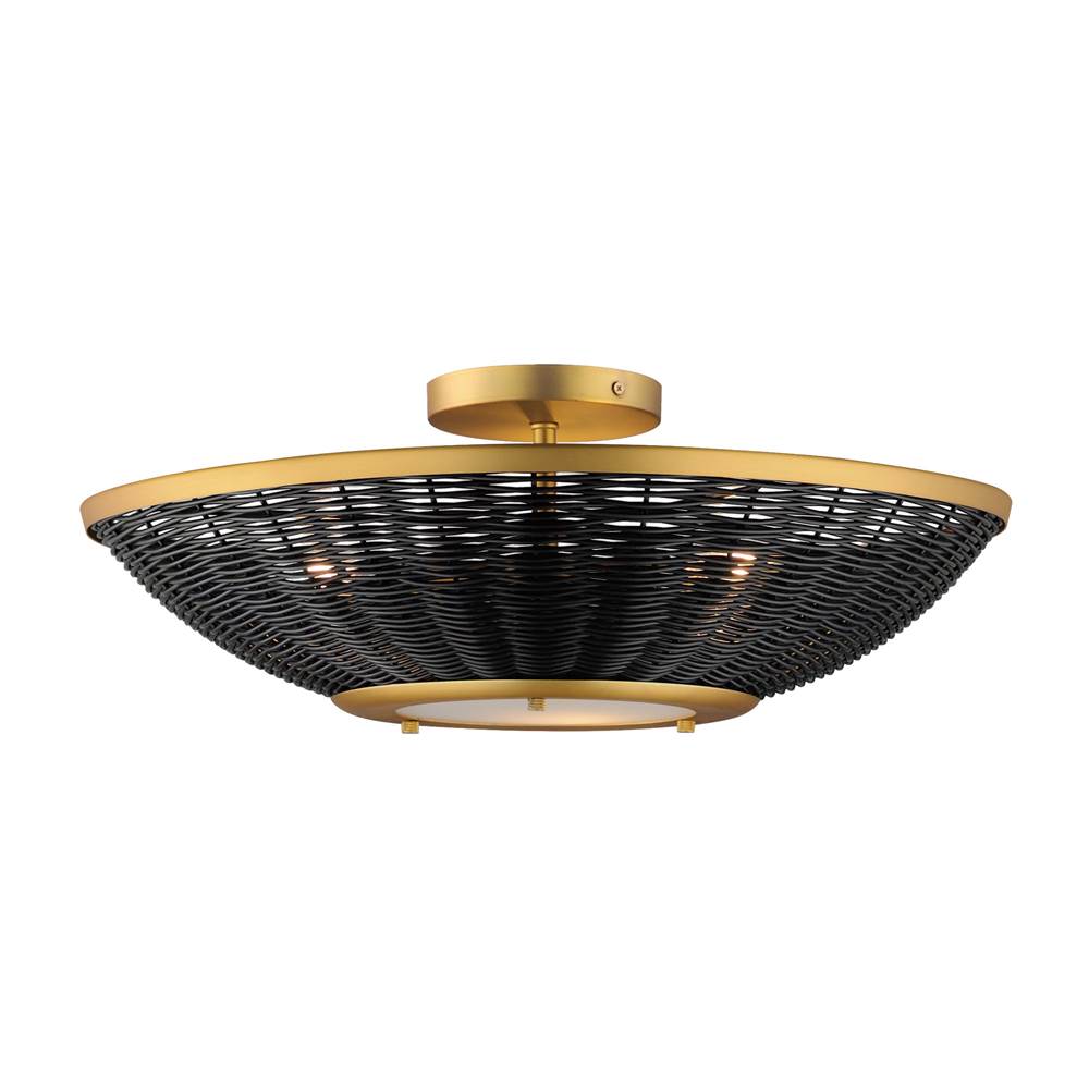 Maxim Lighting 14460BRNAB Natural Aged Brass Rattan 20'' Wall Sconce/semi Flush Mount Image 1