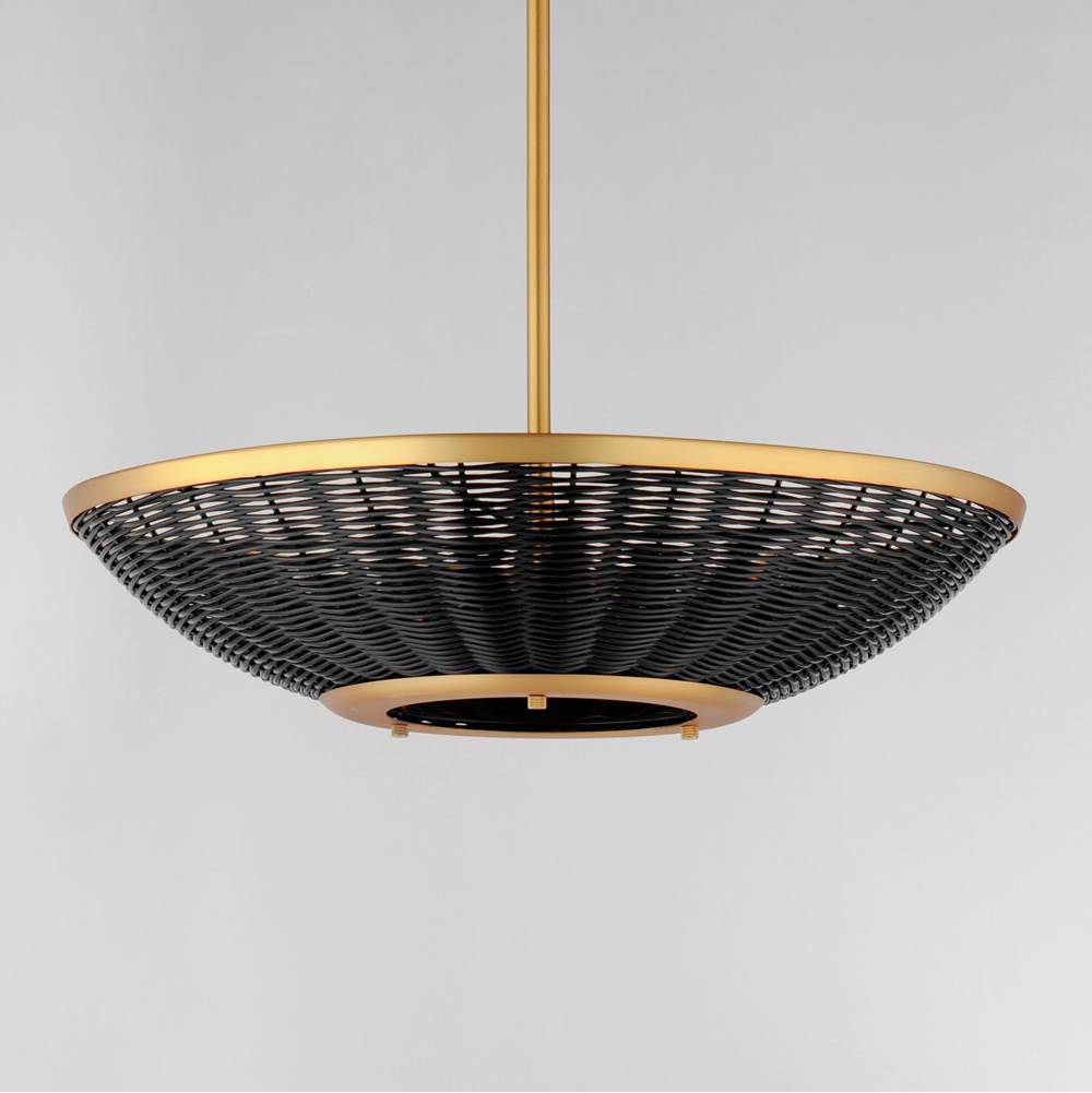 Maxim Lighting 14462BRNAB Natural Aged Brass Rattan 20'' 3-light Pendant Image 4