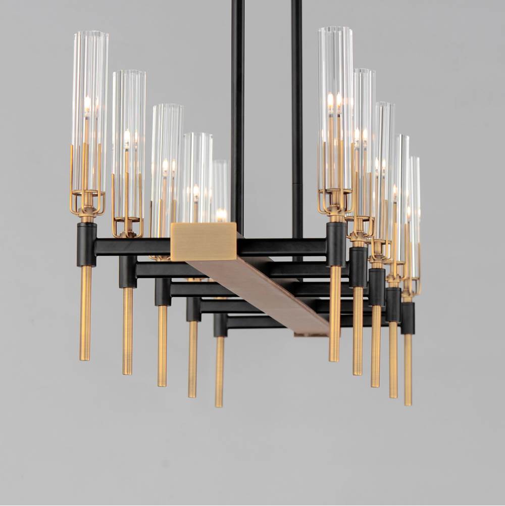 Maxim Lighting 16127CLBKAB Black,Antique Brass Flambeau 10-light Linear Led Chandelier Image 3