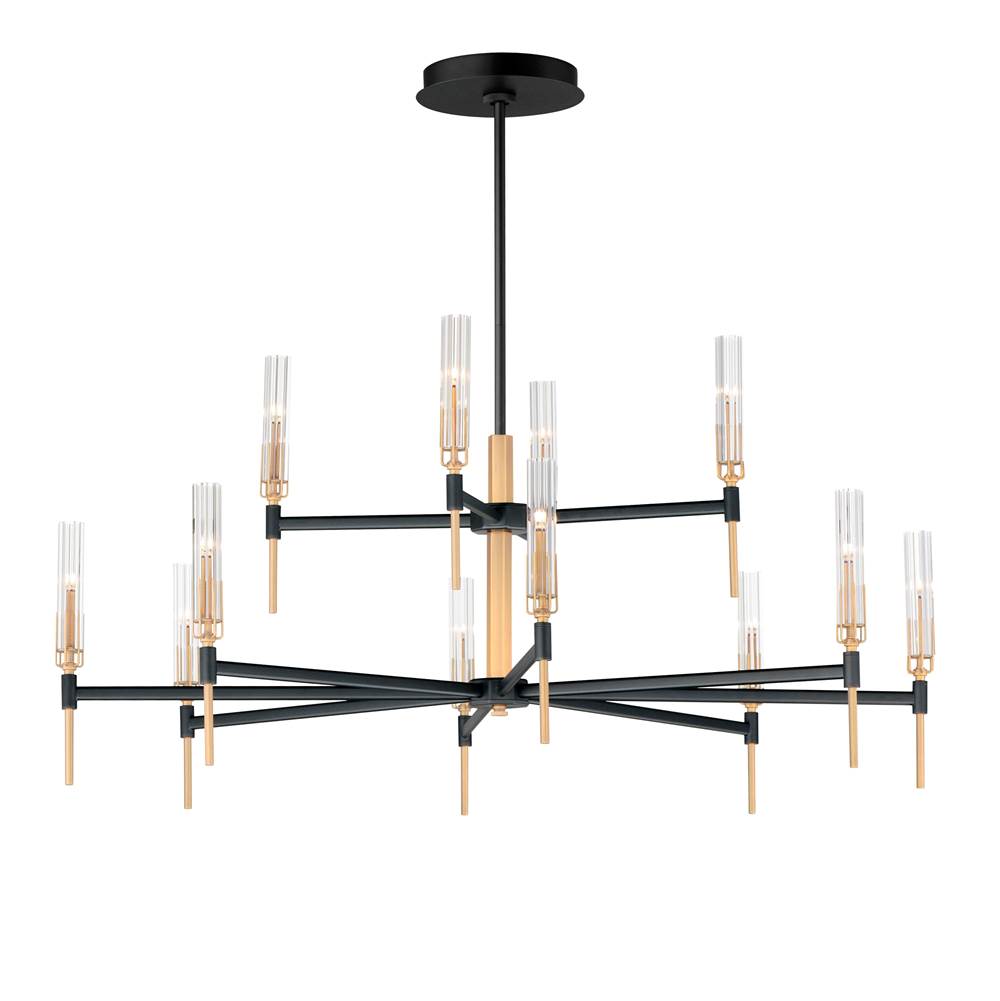 Maxim Lighting 16129CLBKAB Black,Antique Brass Flambeau 12-light 2-tier Led Chandelier Image 1