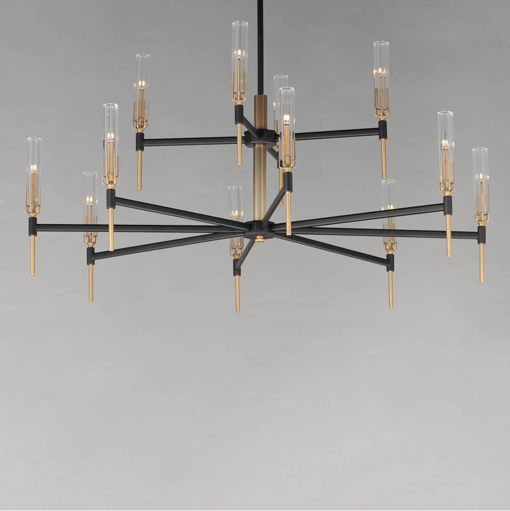 Maxim Lighting 16129CLBKAB Black,Antique Brass Flambeau 12-light 2-tier Led Chandelier Image 3