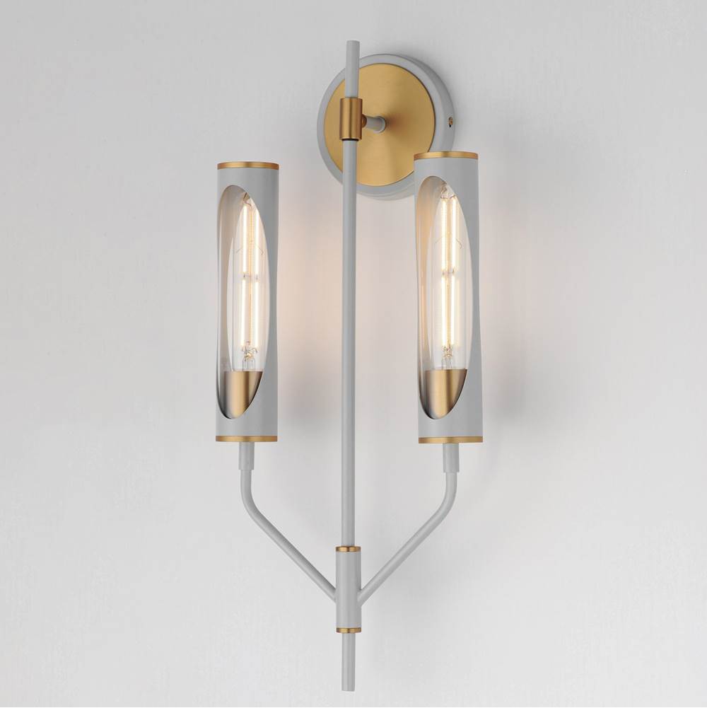 Maxim Lighting 16170CLLFGNAB Light French Gray,Natural Aged Brass Regent 2-light Wall Sconce Image 2