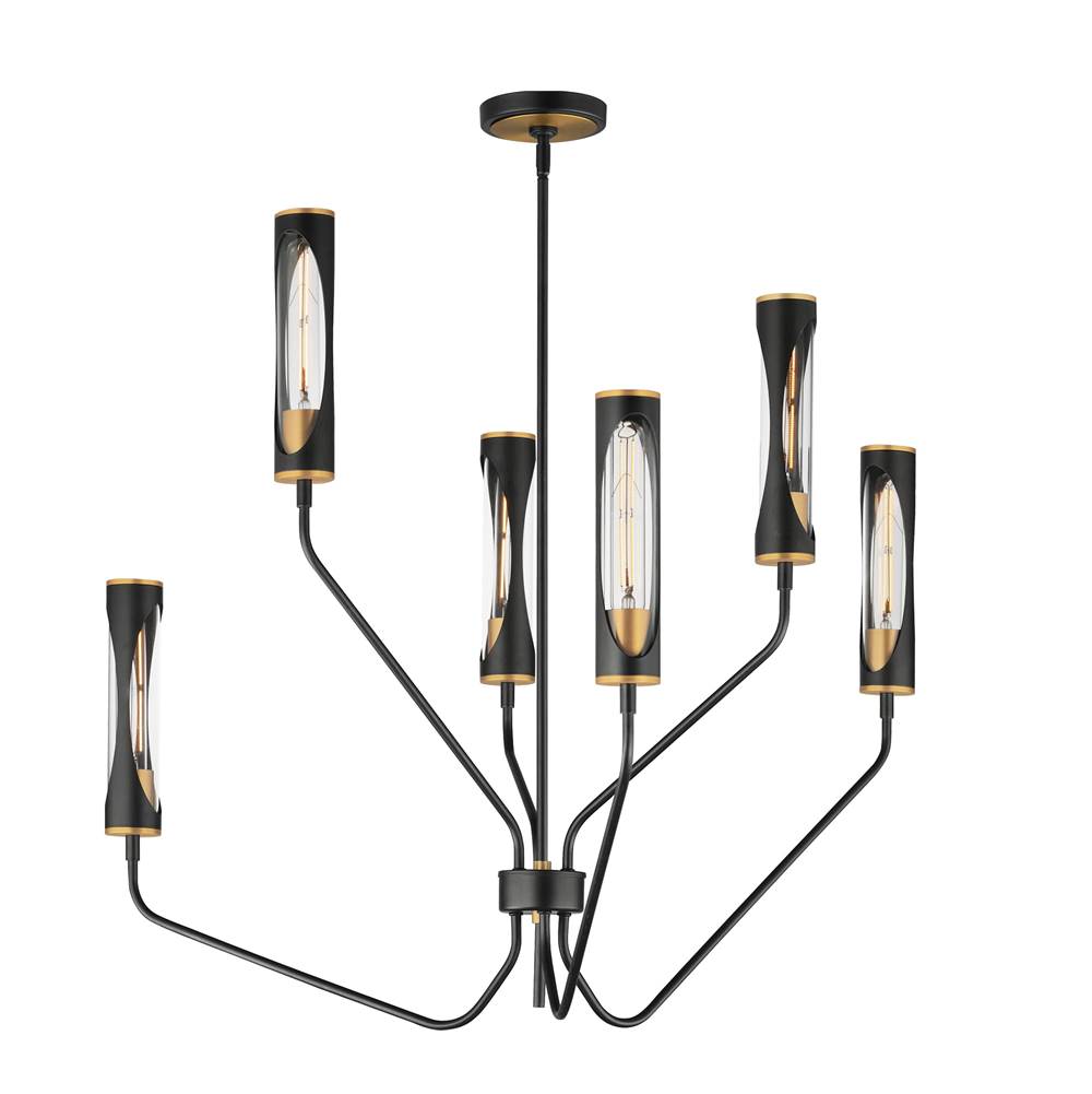 Maxim Lighting 16176CLBKAB Black,Antique Brass Regent 6-light Pendant Image 1