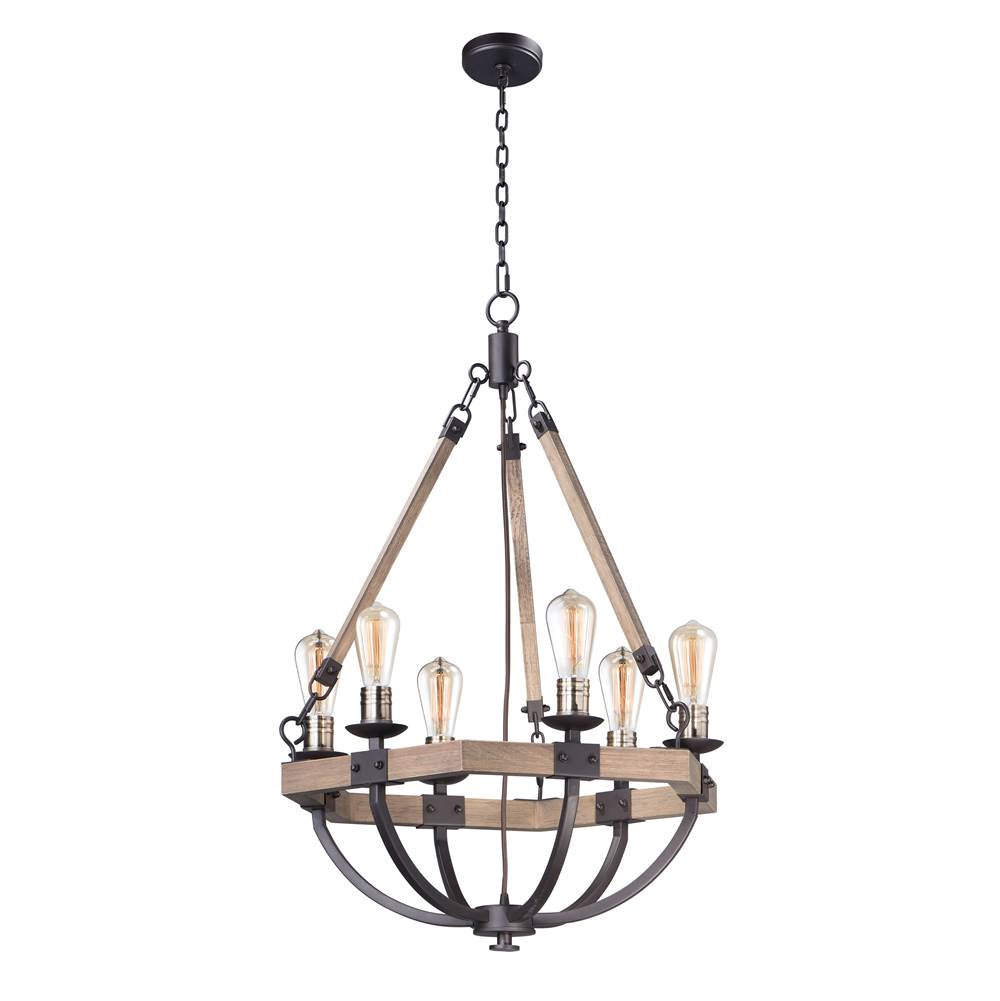 Maxim Lighting 20335WOBZ Weathered Oak,Bronze Lodge 6-light Chandelier Image 1