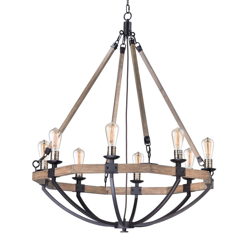 Maxim Lighting 20338WOBZ Weathered Oak,Bronze Lodge 8-light Chandelier Image 1