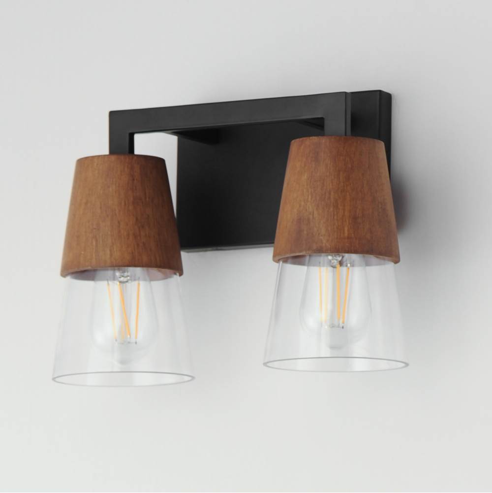 Maxim Lighting 21622CLWNBK Walnut,Black Carpenter 2-light Bath Vanity Image 3
