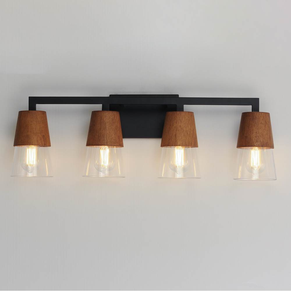 Maxim Lighting 21624CLWNBK Walnut,Black Carpenter 4-light Bath Vanity Image 4