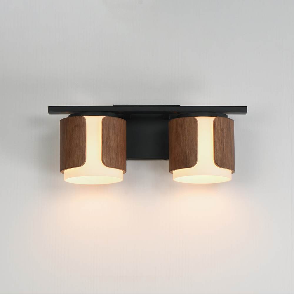 Maxim Lighting 21712SWWNBK Walnut,Black Draughtsman 2-light Bath Vanity Image 4