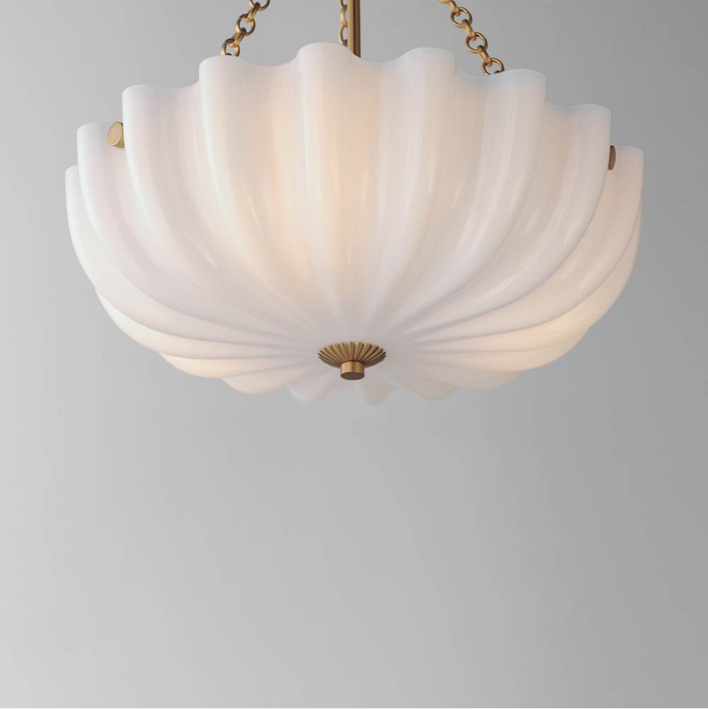 Maxim Lighting 22652WTNAB White,Natural Aged Brass Bundt-semi-flush Mount Image 2