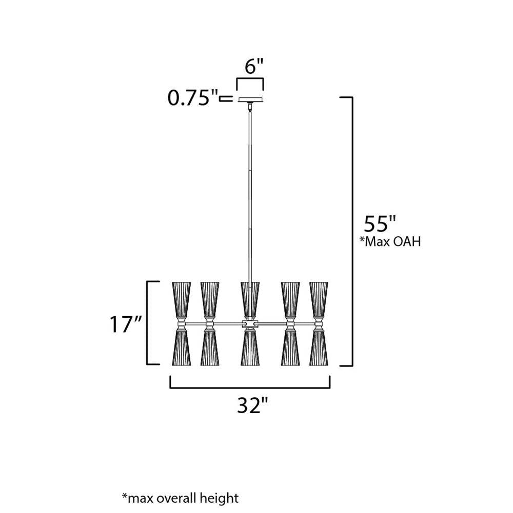 Maxim Lighting 24825SWBKNAB Black,Natural Aged Brass Krevat 10-light Chandelier Image 2