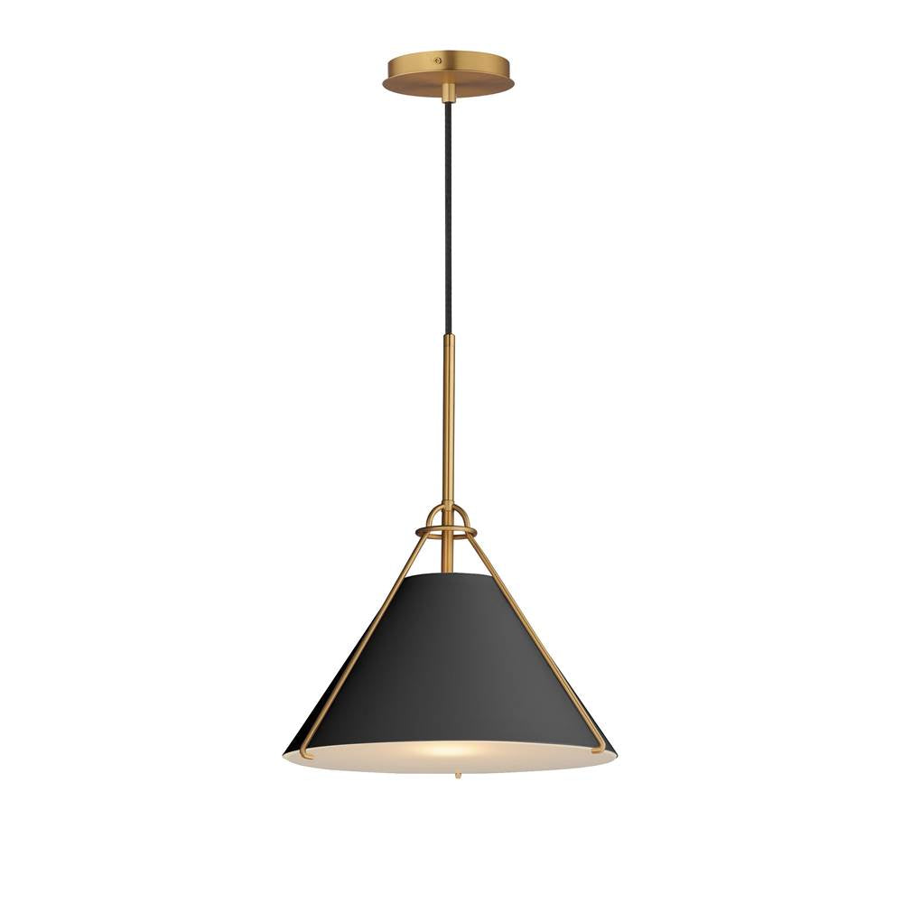Maxim Lighting 25229BKNAB Black,Natural Aged Brass Lucas Single Pendant Image 1