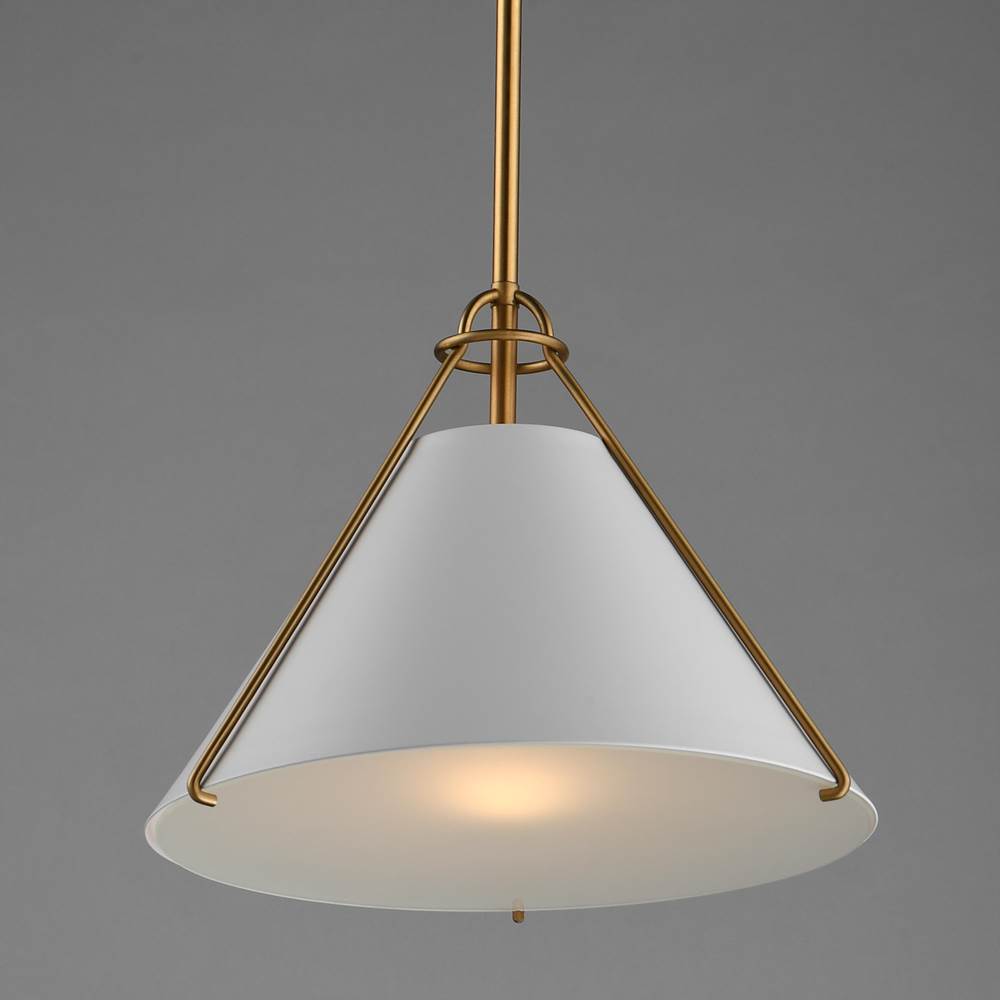 Maxim Lighting 25229WTNAB White,Natural Aged Brass Lucas Single Pendant Image 2