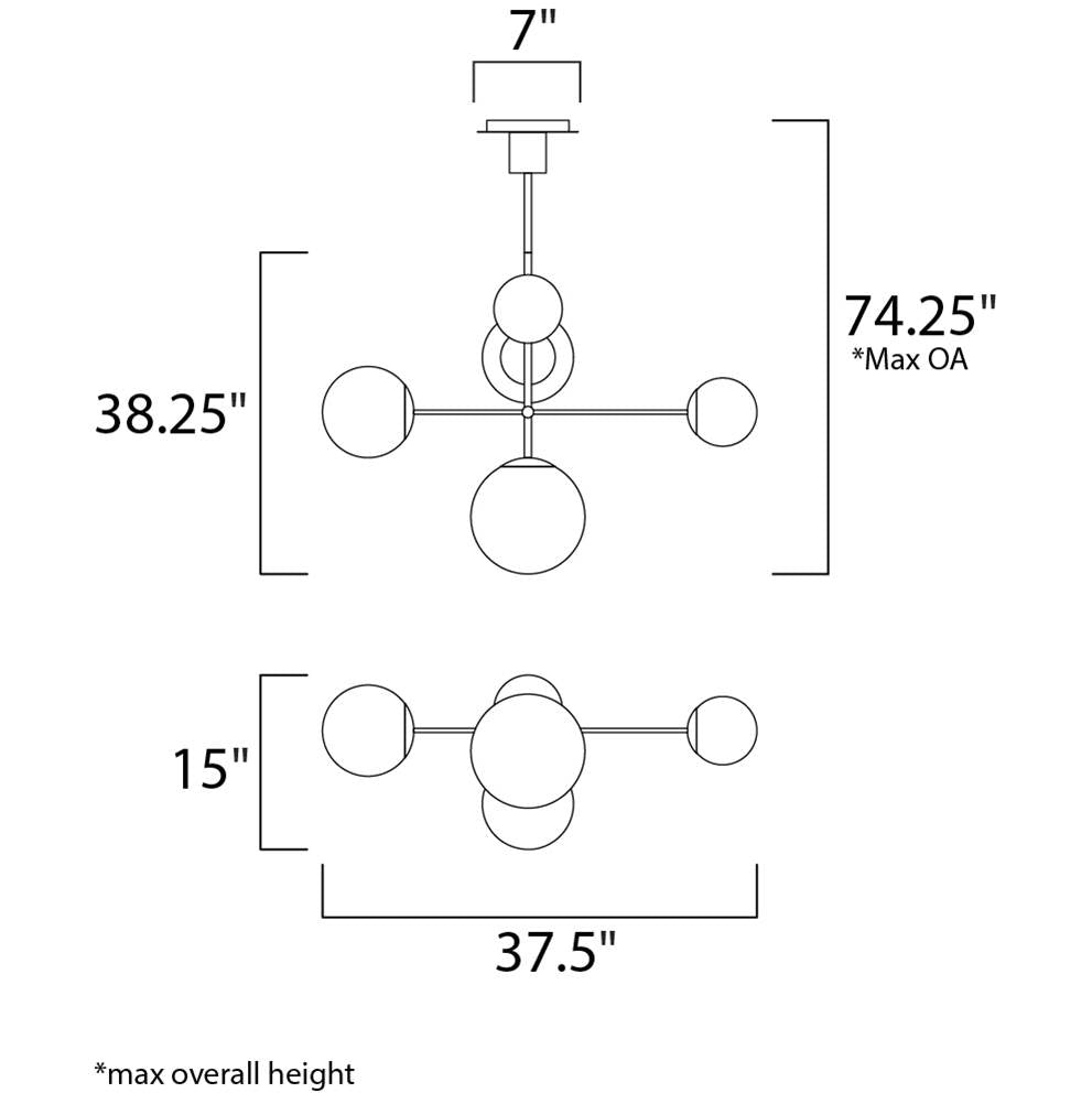 Maxim Lighting 26037SWSBRBK Satin Brass,Black Vesper 5-light Pendant Image 2