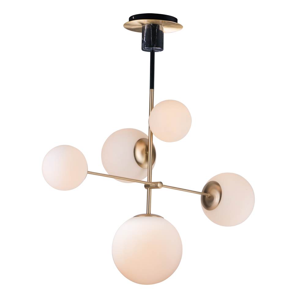 Maxim Lighting 26037SWSBRBK Satin Brass,Black Vesper 5-light Pendant Image 1