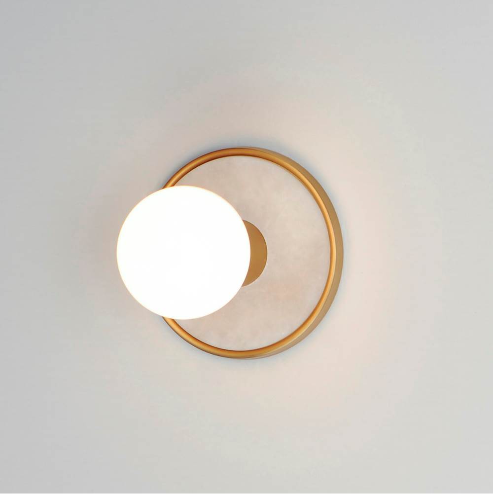 Maxim Lighting 26091WANAB White Alabaster,Natural Aged Brass Hollywood Stone 1-light Sconce Image 4