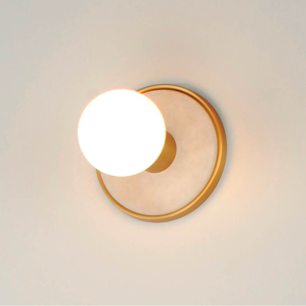 Maxim Lighting 26091WANAB White Alabaster,Natural Aged Brass Hollywood Stone 1-light Sconce Image 3