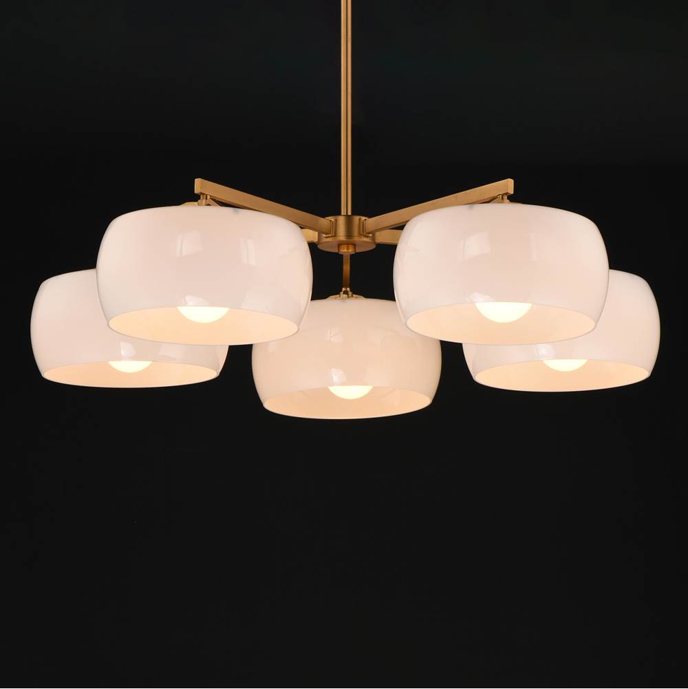 Maxim Lighting 26145WTNAB White,Natural Aged Brass Glazed 5-light Chandelier Image 3