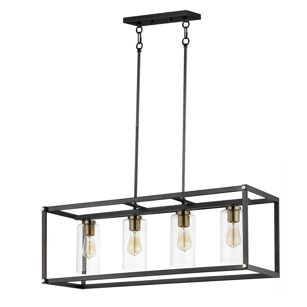 Maxim Lighting 2644BKAB Black,Antique Brass Capitol 4-light Linear Pendant Image 1