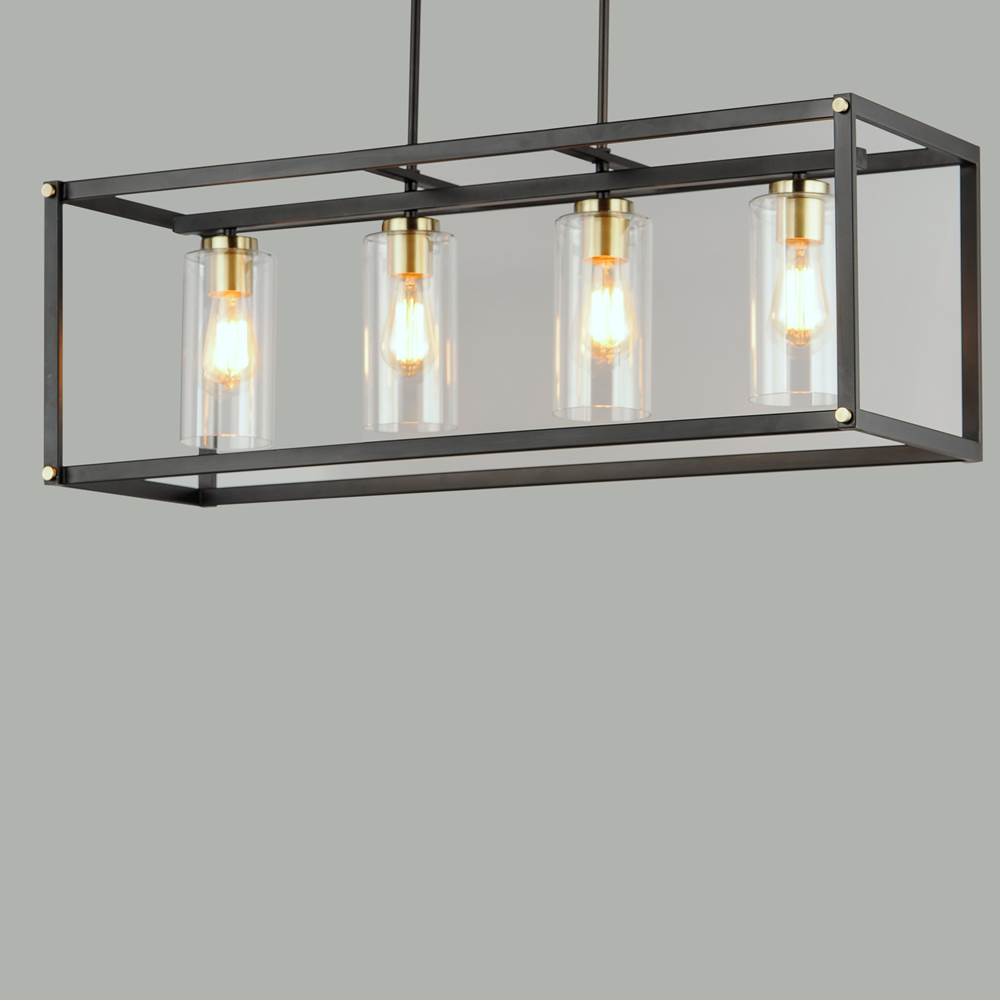Maxim Lighting 2644BKAB Black,Antique Brass Capitol 4-light Linear Pendant Image 3