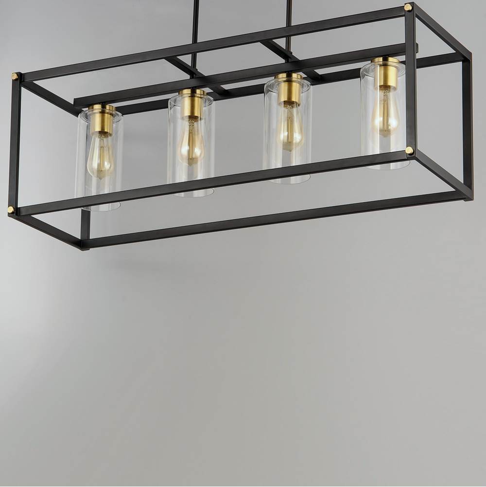 Maxim Lighting 2644BKAB Black,Antique Brass Capitol 4-light Linear Pendant Image 2