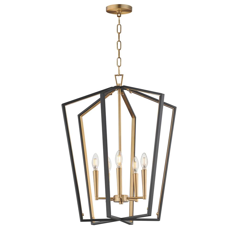 Maxim Lighting 28615BKNAB Black,Natural Aged Brass Melrose 5-light Pendant Image 1