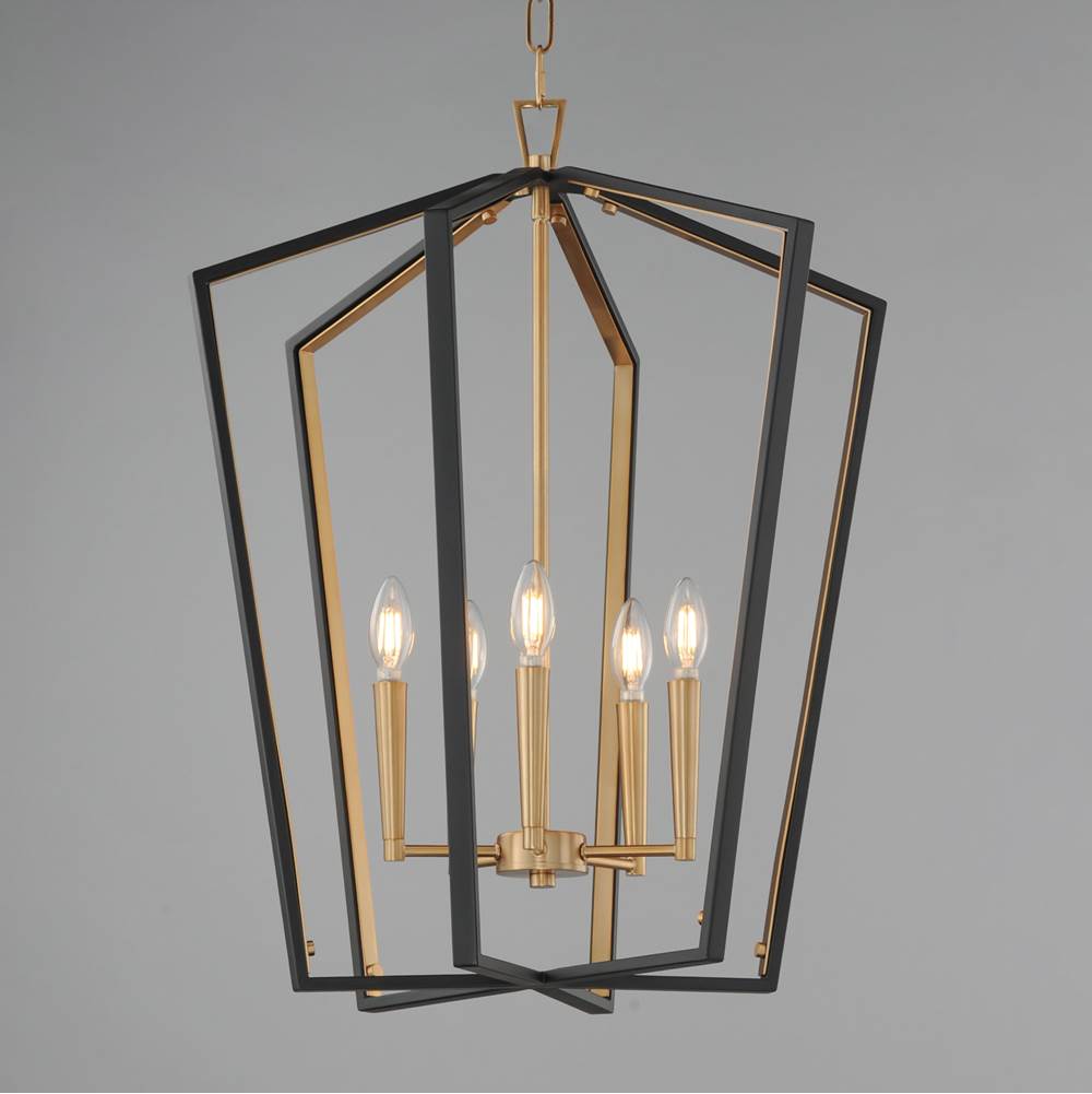 Maxim Lighting 28615BKNAB Black,Natural Aged Brass Melrose 5-light Pendant Image 3