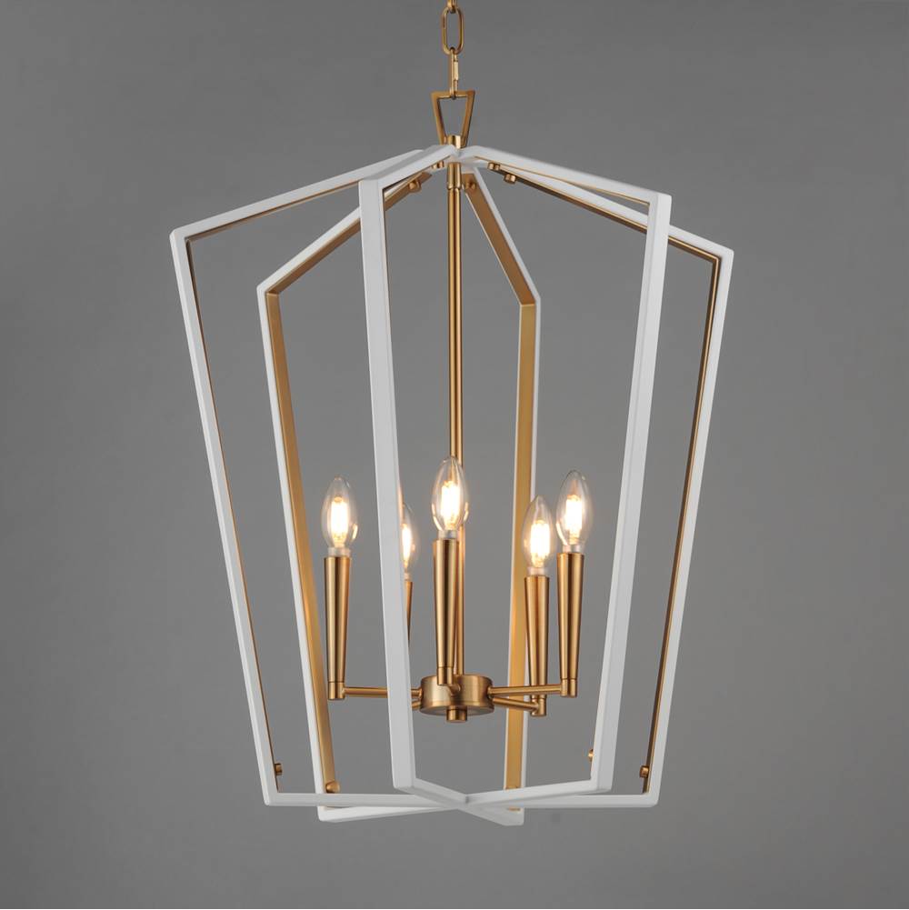 Maxim Lighting 28615WTNAB White,Natural Aged Brass Melrose 5-light Pendant Image 3