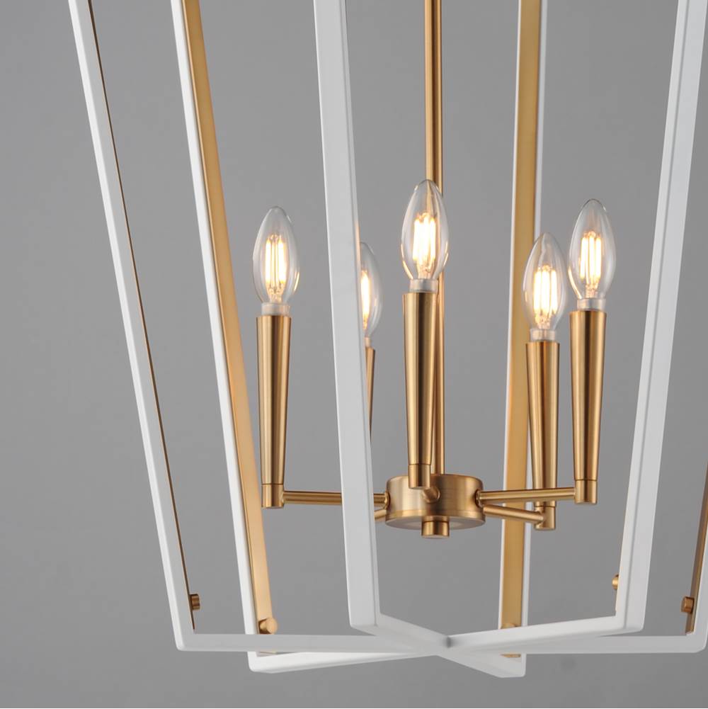 Maxim Lighting 28615WTNAB White,Natural Aged Brass Melrose 5-light Pendant Image 2