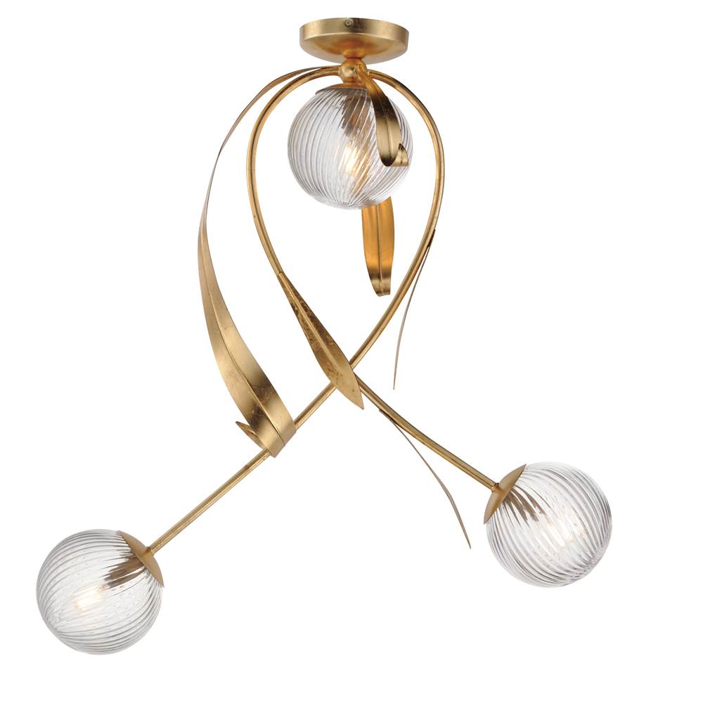 Maxim Lighting 28714CRGL Gold Leaf Firenze 3-light Flush Mount Image 1