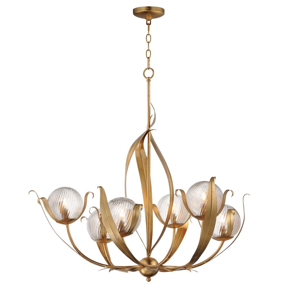 Maxim Lighting 28716CRGL Gold Leaf Firenze 6-light Chandelier Image 1