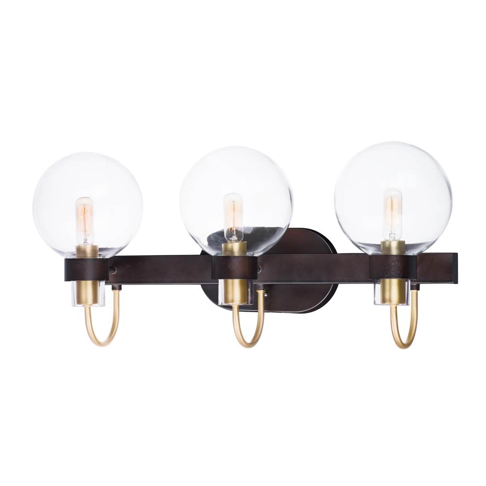 Maxim Lighting 30513CLBZSBR Bronze,Satin Brass Bauhaus 3-light Bath Vanity Image 1