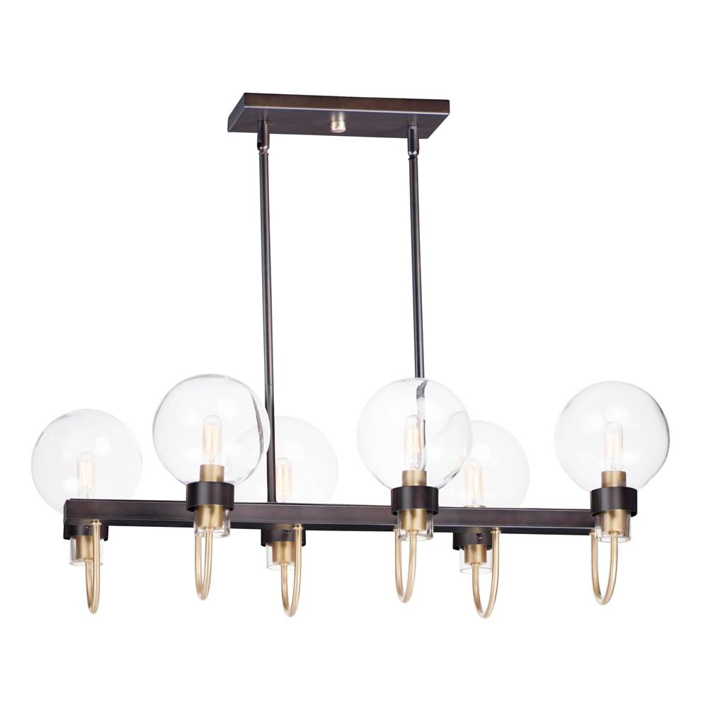 Maxim Lighting 30519CLBZSBR Bronze,Satin Brass Bauhaus 6-light Linear Chandelier Image 1