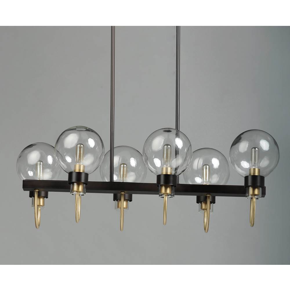 Maxim Lighting 30519CLBZSBR Bronze,Satin Brass Bauhaus 6-light Linear Chandelier Image 3