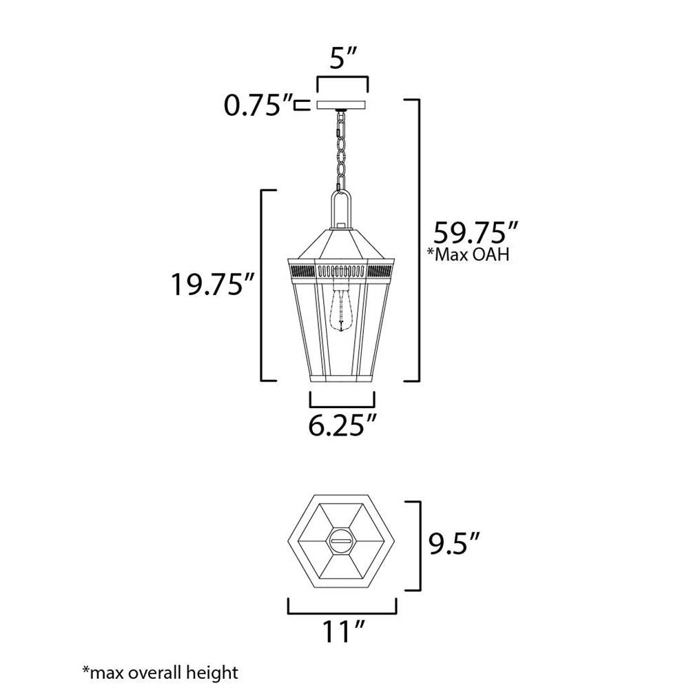 Maxim Lighting 30596CLBK Black Oxford Outdoor 1-light Pendant Image 2