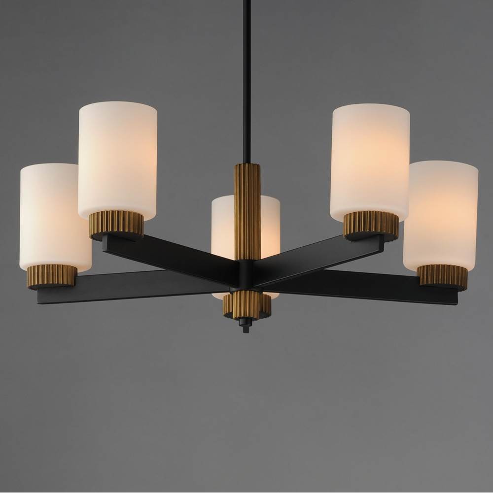 Maxim Lighting 32655SWBKAB Black,Antique Brass Ruffles 5-light Chandelier Image 4