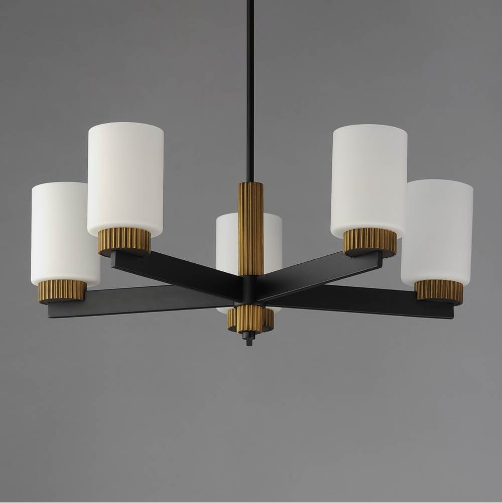 Maxim Lighting 32655SWBKAB Black,Antique Brass Ruffles 5-light Chandelier Image 3