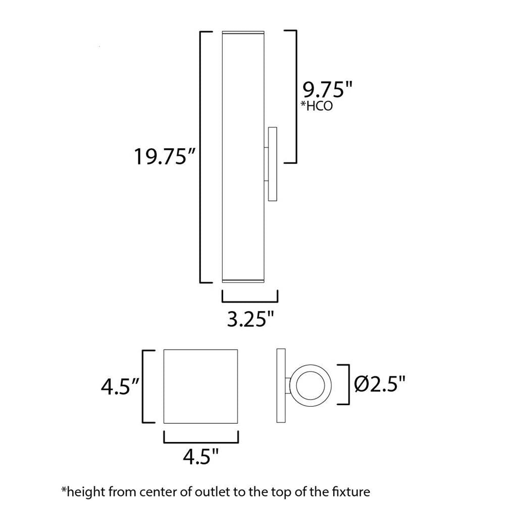 Maxim Lighting 86435BK Black Calibro 20'' Outdoor Wall Sconce Image 2
