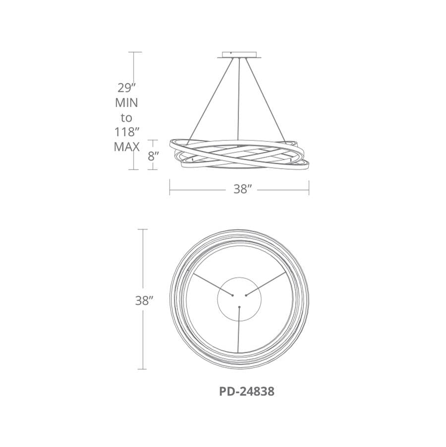 Modern Forms PD-24838-TT Titanium Veloce 38'' Led Chandelier Light 3000k In Titanium Image 2