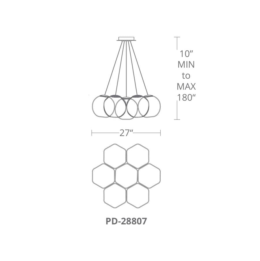 Modern Forms PD-28807-BN Brushed Nickel Cosmic 27'' Led Chandelier Light 3000k In Brushed Nickel Image 2